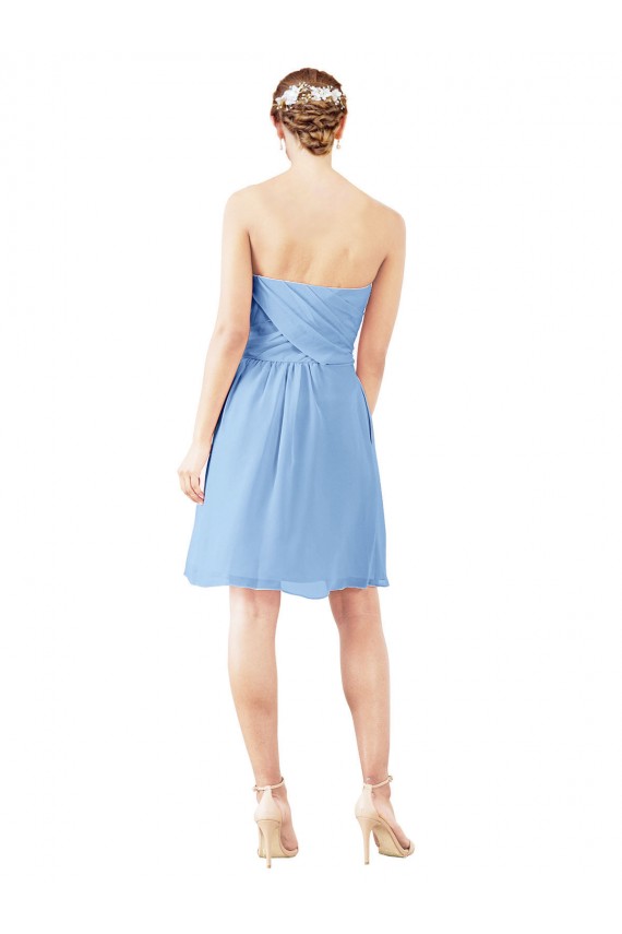 Strapless Knee Length Soft Chiffon Periwinkle Sleeveless Bridesmaid Dress Victoria
