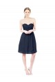 Sweetheart Knee Length Soft Chiffon Dark Navy Sleeveless Bridesmaid Dress Victoria