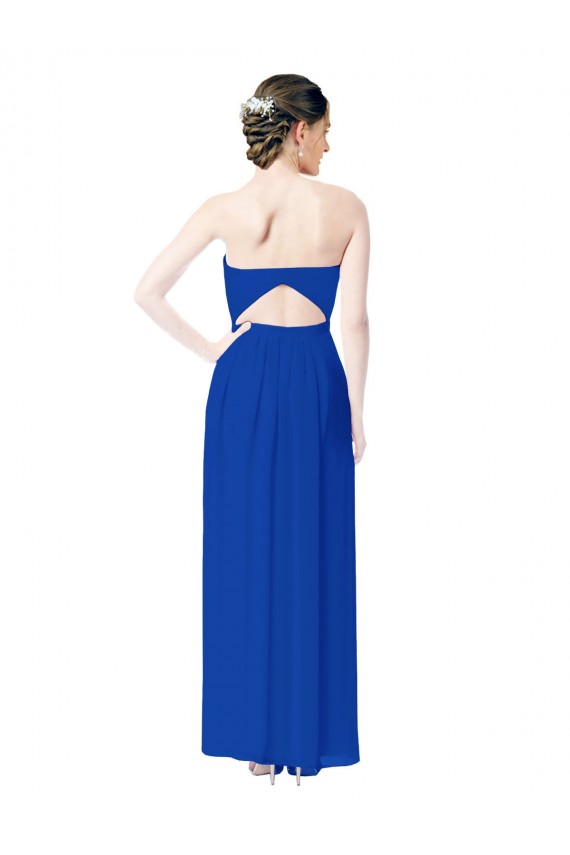 Sweetheart Long Soft Chiffon Royal Blue Sleeveless Bridesmaid Dress Victoria