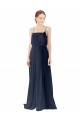Spaghetti straps Long Chiffon Dark Navy Sleeveless Bridesmaid Dress / Evening Gowns Victoria