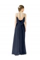 Spaghetti straps Long Chiffon Dark Navy Sleeveless Bridesmaid Dress / Evening Gowns Victoria