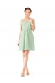 V-Neck Knee Length Soft Chiffon Sage Sleeveless Bridesmaid Dress Victoria