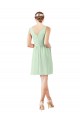 V-Neck Knee Length Soft Chiffon Sage Sleeveless Bridesmaid Dress Victoria