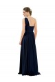 One Shoulder Long Chiffon Dark Navy Sleeveless Bridal Party Dress / Evening Dress Victoria