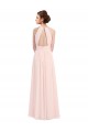 Halter Neck Long Soft Chiffon Pink Sleeveless Bridesmaid Dress Victoria