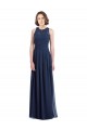 Halter Neck Long Floor Length Chiffon Dark Navy Sleeveless Bridesmaid Dress Victoria