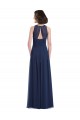 Halter Neck Long Floor Length Chiffon Dark Navy Sleeveless Bridesmaid Dress Victoria