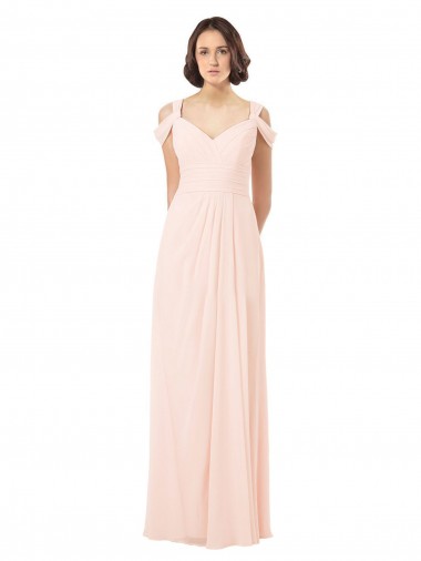 Sweetheart Long Chiffon Pink Sleeveless Bridesmaid Dress / Evening Dress Victoria