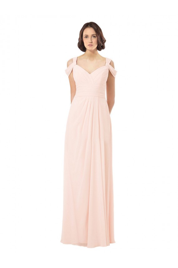 Sweetheart Long Chiffon Pink Sleeveless Bridesmaid Dress / Evening Dress Victoria