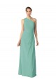 One Shoulder Long Soft Chiffon Jade Sleeveless Bridesmaid Dress Victoria