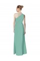One Shoulder Long Soft Chiffon Jade Sleeveless Bridesmaid Dress Victoria