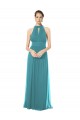 Halter Neck Long Soft Chiffon Hunter Sleeveless Bridesmaid Dress Victoria