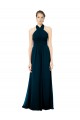 Halter Neck Long Soft Chiffon Midnight Green Sleeveless Formal Dress / Bridesmaid Dress Victoria