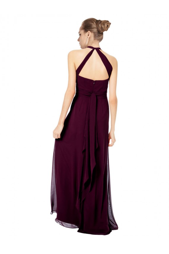 Halter Neck Long Soft Chiffon Midnight Green Sleeveless Formal Dress / Bridesmaid Dress Victoria