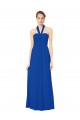 Halter Neck Long Floor Length Chiffon Royal Blue Sleeveless Bridesmaid Dress Victoria