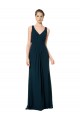 V-Neck Long Soft Chiffon Midnight Green Sleeveless Bridesmaid Dress Victoria