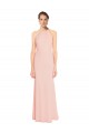 Halter Neck Long Chiffon Pink Sleeveless Bridesmaid Dress Victoria
