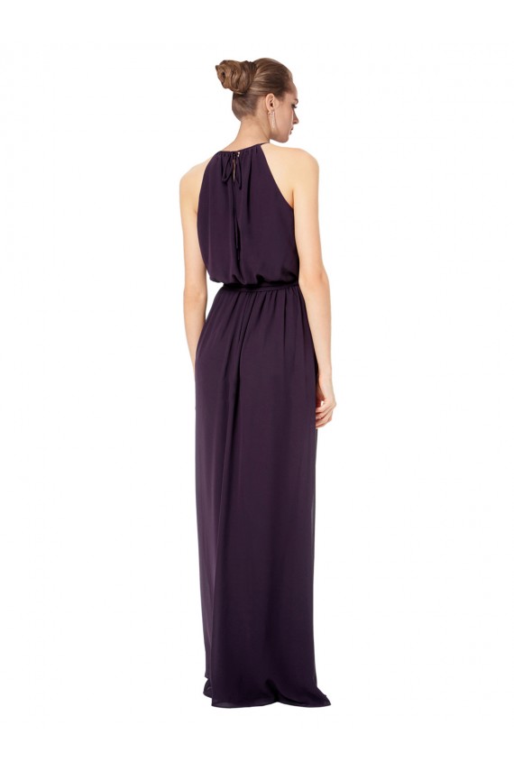 Halter Neck Long Chiffon Pink Sleeveless Bridesmaid Dress Victoria