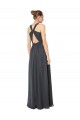 Halter Neck Long Soft Chiffon Stormy Silver Sleeveless Bridesmaid Dress Victoria