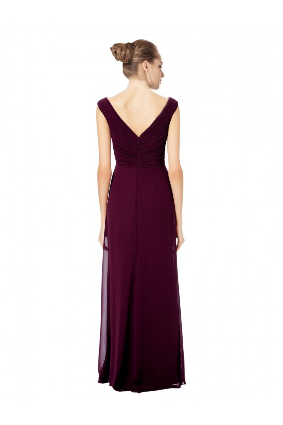 V-Neck Long Soft Chiffon Royal Blue Sleeveless Bridesmaid Dresses Victoria
