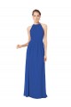 Halter Neck Long Chiffon Royal Blue Sleeveless Bridesmaid Dress / Evening Dress Victoria