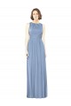 Bateau Neck Long Soft Chiffon Dusty Blue Sleeveless Bridesmaid Dress Victoria