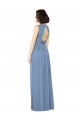 Bateau Neck Long Soft Chiffon Dusty Blue Sleeveless Bridesmaid Dress Victoria