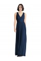 V-Neck Long Floor Length Chiffon Dark Navy Sleeveless Bridesmaid Dress Victoria