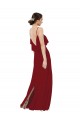 Scoop Neck Long Soft Chiffon Burgundy Sleeveless Bridesmaid Dress Victoria