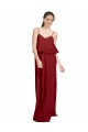Spaghetti Straps Long Chiffon Burgundy Sleeveless Bridesmaid Dress Victoria
