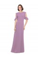 High Neck Long Soft Chiffon Dark Lavender Cold Shoulder Bridesmaid Dresses Victoria