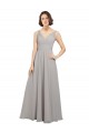 V-Neck Long Soft Chiffon Oyster Silver Sleeveless Bridesmaid Dress Victoria
