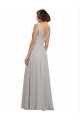 V-Neck Long Soft Chiffon Oyster Silver Sleeveless Bridesmaid Dress Victoria