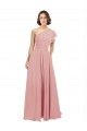One Shoulder Long Chiffon Bliss Pink Sleeveless Bridesmaid Dress / Evening Dress Victoria
