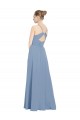V-Neck Long Soft Chiffon Dusty Blue Sleeveless Evening Dress / Bridesmaid Dress Victoria