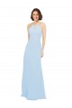 Halter Neck Long Soft Chiffon Light Sky Blue Sleeveless Wedding Party Dress Victoria