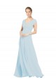 V-Neck Long Soft Chiffon Sea Glass Sleeveless Bridesmaid Dress Victoria