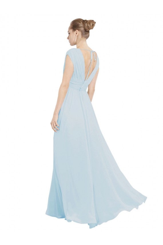 V-Neck Long Soft Chiffon Sea Glass Sleeveless Bridesmaid Dress Victoria