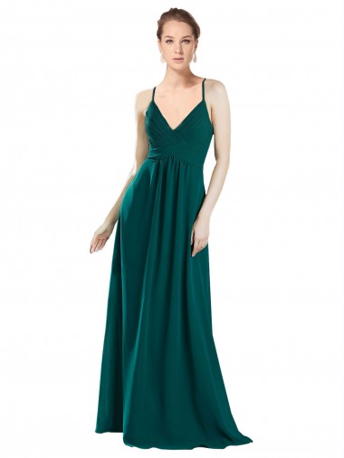 V-Neck Long Chiffon Hunter Sleeveless Bridesmaid Dress / Evening Dress Victoria