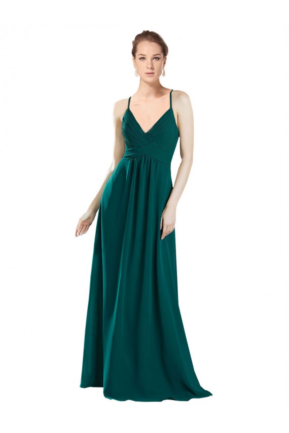 V-Neck Long Chiffon Hunter Sleeveless Bridesmaid Dress / Evening Dress Victoria