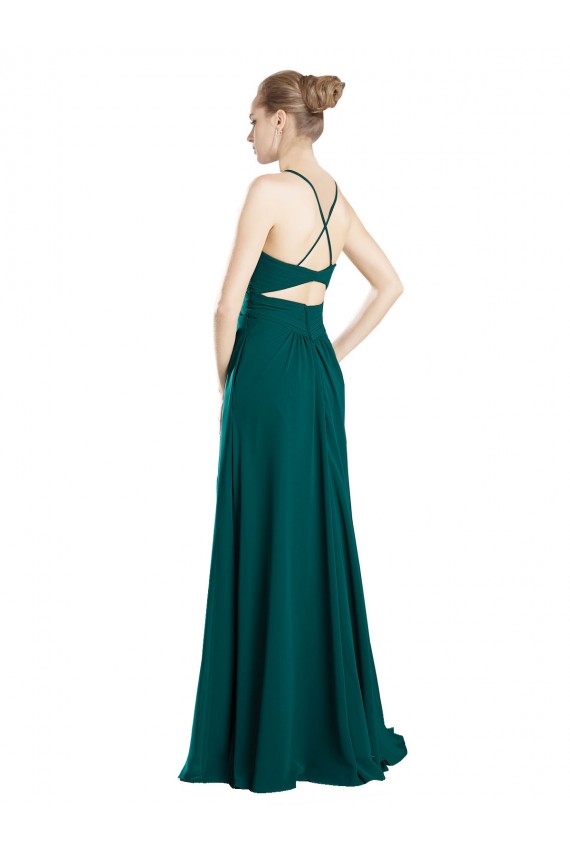 V-Neck Long Chiffon Hunter Sleeveless Bridesmaid Dress / Evening Dress Victoria