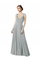 V-Neck Long Chiffon Silver Sleeveless Bridesmaid Dress / Evening Dress Victoria