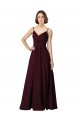 V-Neck Long Soft Chiffon Burgundy Gold Sleeveless Bridesmaid Gown Victoria