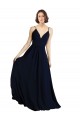 V-Neck Long Chiffon Dark Navy Sleeveless Bridesmaid Dress & Gowns Victoria