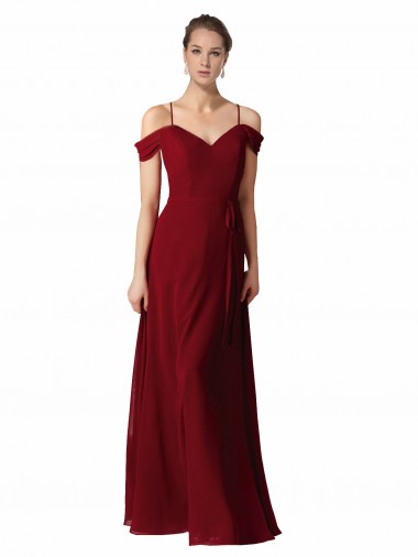 Sweetheart Long Chiffon Burgundy Sleeveless Bridesmaid Dress / Evening Dress Victoria