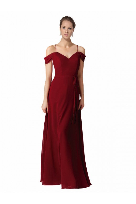Sweetheart Long Chiffon Burgundy Sleeveless Bridesmaid Dress / Evening Dress Victoria