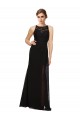 High Neck Long Soft Chiffon & Lace Black Sleeveless Bridesmaid Dress Victoria