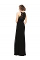 High Neck Long Soft Chiffon & Lace Black Sleeveless Bridesmaid Dress Victoria