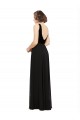 V-Neck Long Soft Chiffon & Velvet Black Sleeveless Prom Dress / Bridesmaid Dress Victoria