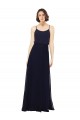 Scoop Neck Long Soft Chiffon Dark Navy Sleeveless Bridal Party Dress Victoria